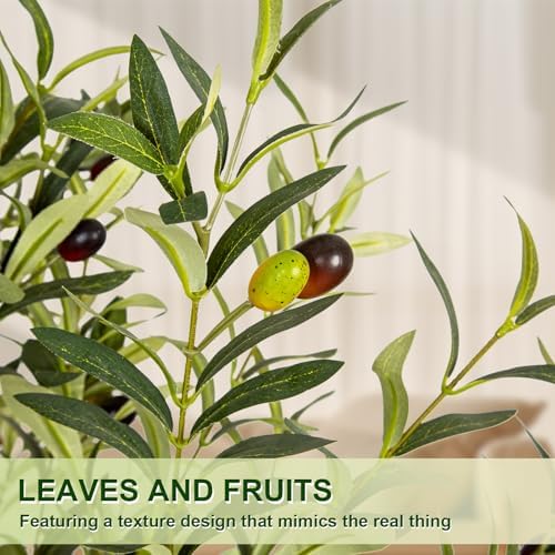 VIVATREES Olive Tree Artificial Indoor 6FT with White Planter