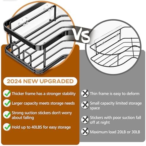 MAXIFFE 3-Pack Corner Shower Caddy Organizer Black