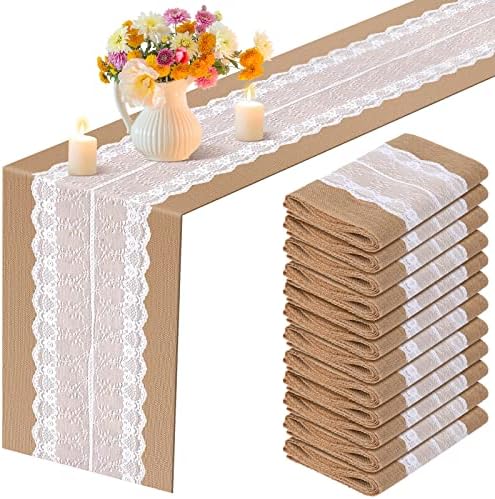 Chumia 12 Pack Burlap Table Runner for Farmhouse Decor