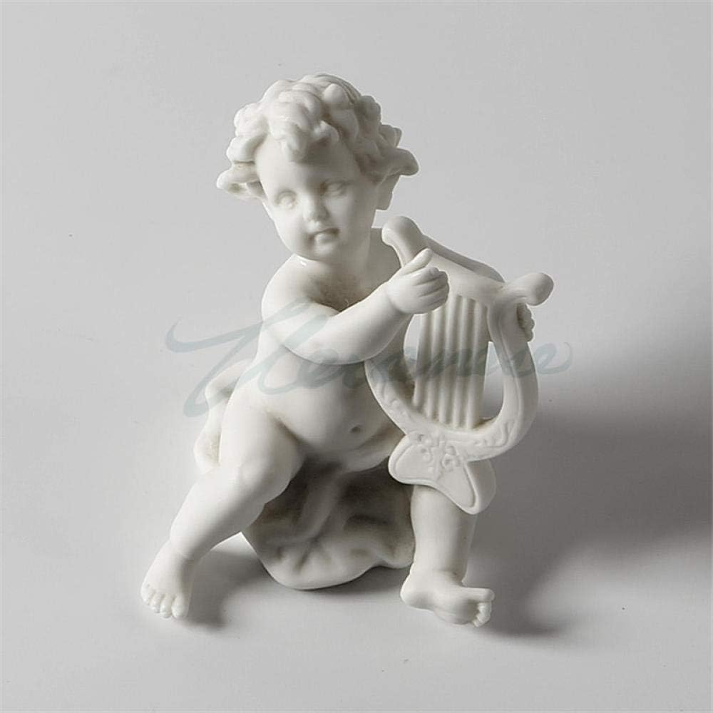 Abstract Baby Art Sculpture Play Banjo Boy Ceramic Statue Decor