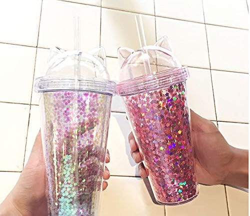 Kid Travel Tumbler with Straw Floral Reusable Plastic Cup