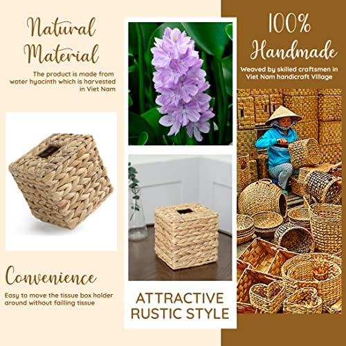 KOLWOVEN Tissue Box Holder Square Wicker