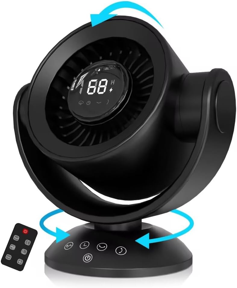 SECHKISS Desk Fan with 100 Speeds and Auto Oscillation Black