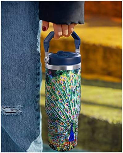 30oz Peacock Tumbler with Handle and Straw
