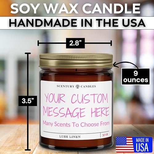 Custom Candle with Personalized Message Funny Unique Gifts for Women Men