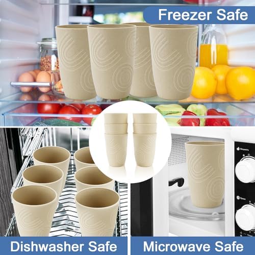 BUSOKIP Wheat Straw Cups 6 Pack 16 Oz Reusable