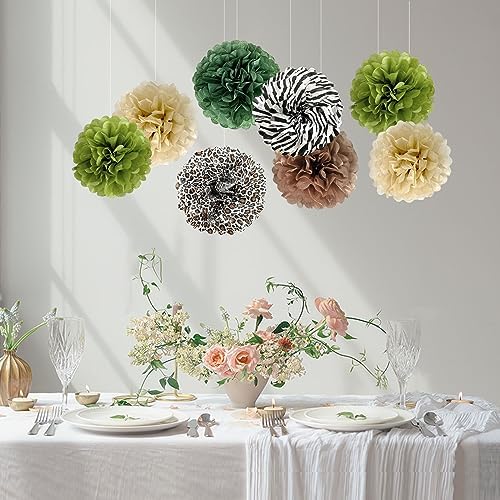 Jungle Safari Tissue Paper Pom Poms Decorations