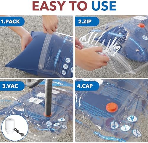MEIQIHOME 16-Piece Vacuum Storage Bags with Electric Air Pump