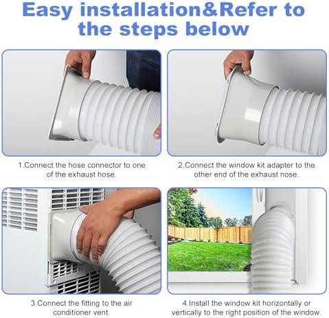59 Inch Portable Air Conditioner Hose Adapter Square to Round Window Coupler