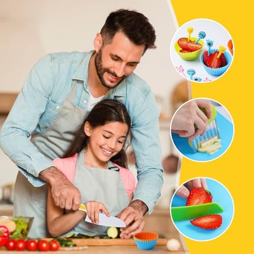 Kids Kitchen Safe Knife Set with Cutting Board and Gloves