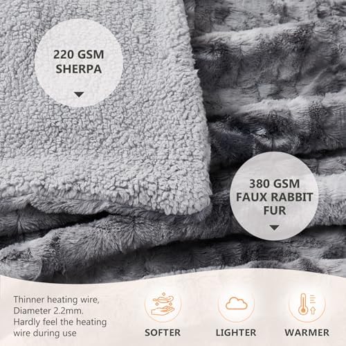 Homemate Heated Blanket Electric Throw 50x60 10 Heat Levels Auto-Off ETL Certified