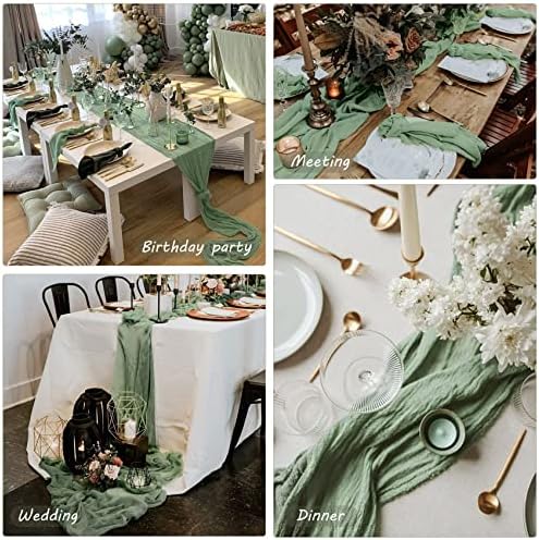 12 Pack 10ft Dusty Sage Green Cheesecloth Table Runner