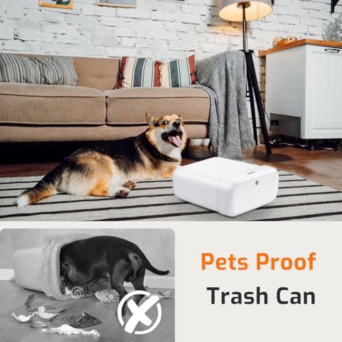 MOPALL Small Bathroom Trash Can with Lid 26 Gallons White