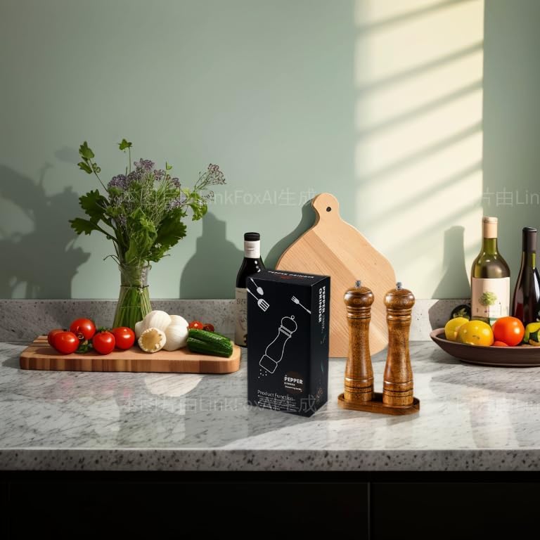 LETSKAB 2 Piece Adjustable Wooden Salt and Pepper Mill Set