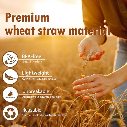 Perlapoc 10 Inch Wheat Straw Plates Set 4 pcs Flower