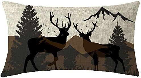 ITFRO Hand-Painted Rustic Forest Wildlife Deer Throw Pillow Case