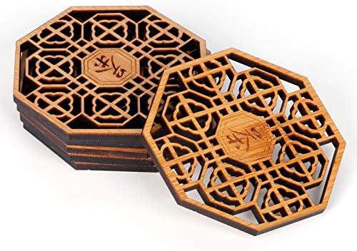 Leftwei Wood Coasters 6PCS Anti Scald Heat Insulation Bar Tools
