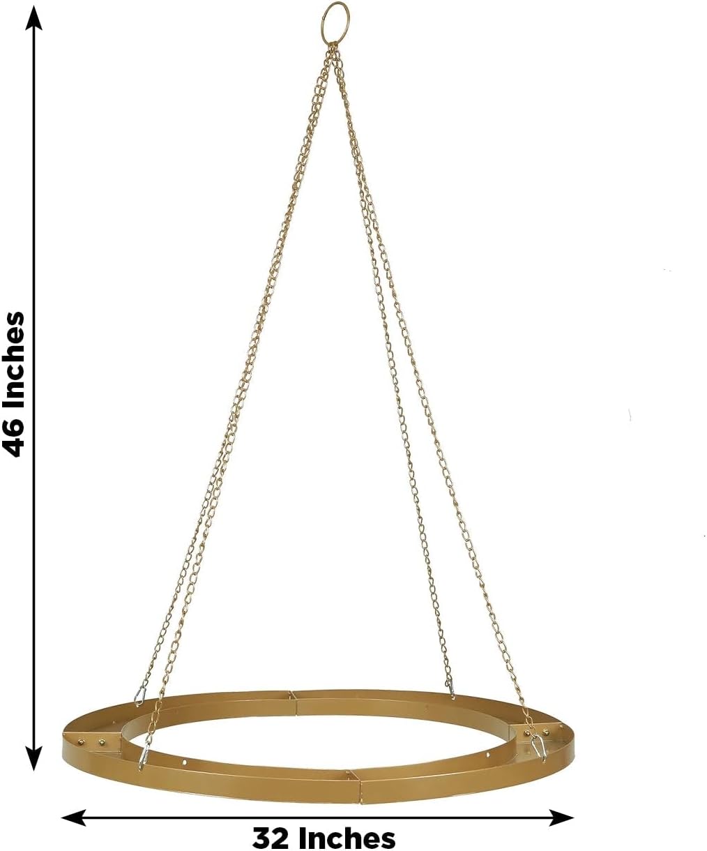 Efavormart Gold Hanging Floral Chandelier Frame - 32 Round