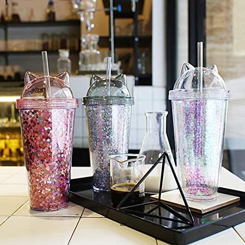 Kid Travel Tumbler with Straw Floral Reusable Plastic Cup