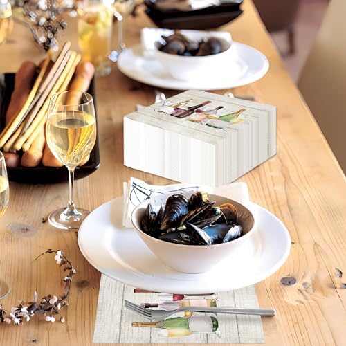 100 Pcs 3-Ply Wine Themed Cocktail Napkins