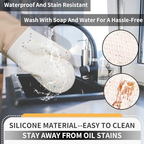 Dorkuova Heat Resistant Oven Mitts 500F Non-Slip Washable