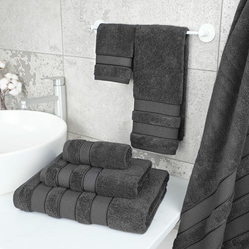 American Soft Linen Salem Bath Towel Set 6 Piece Dark Gray