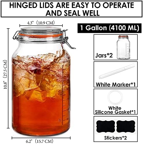 Super Wide-Mouth Glass Jars with Hinged Lids 2-Pack