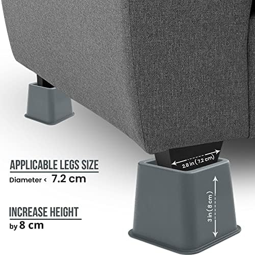 Utopia Bedding Bed Risers Set of 4 3 5 8 Inch Grey
