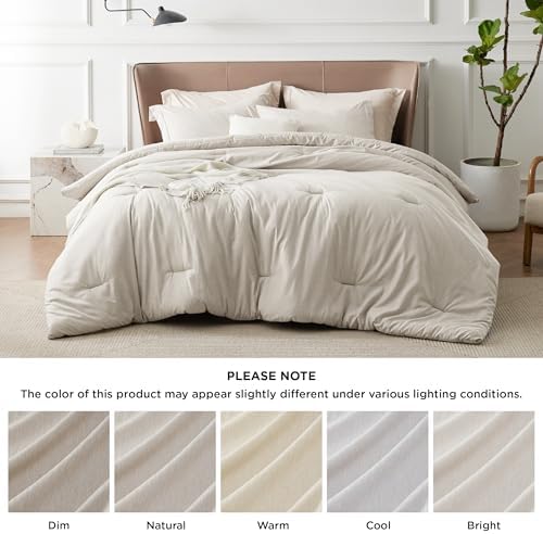 Bedsure King Size Comforter Set - Beige Soft 3 Pieces