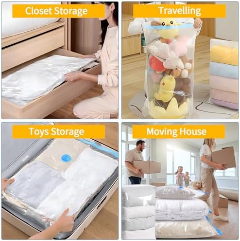 HOTBAG 10 Pack Vacuum Storage Bags for Clothes and Bedding