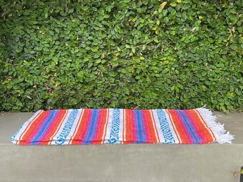 Del Mex Classic Mexican Blanket 70x50 Orange Pink Blue