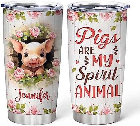 Hyturtle Personalized Pig Tumbler 20oz With Flip Lid