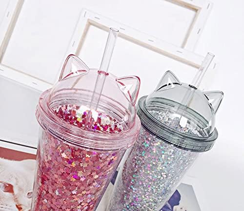 Kid Travel Tumbler with Straw Floral Reusable Plastic Cup
