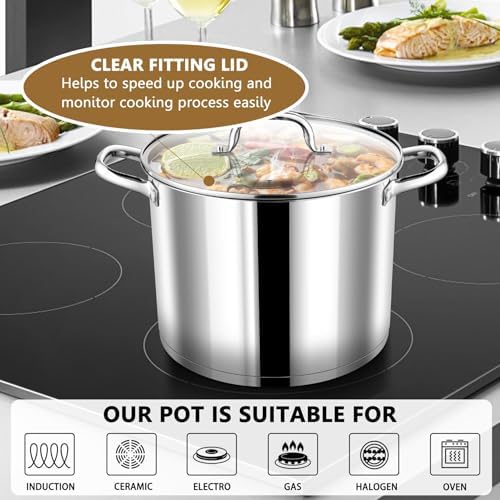 PP CHEF 10 Quart Extra Large Stockpot with Glass Lid