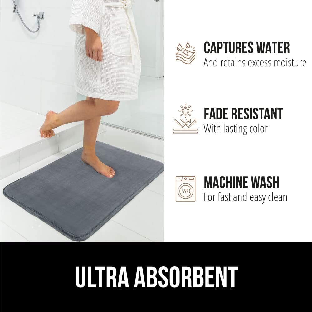Gorilla Grip Toilet Lid Cover and Memory Foam Bath Rug Bundle