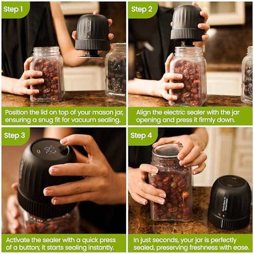 Lumo 3-in-1 Mason Jar Vacuum Sealer with Rechargeable Battery
