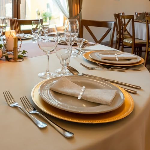 Eunika 100Pcs Gold Disposable Napkin Rings Beaded Decorative Holders