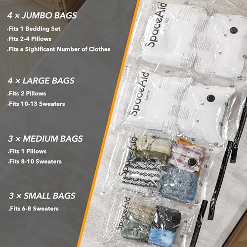 SpaceAid 14 Pack Vacuum Storage Bags with Electric Pump