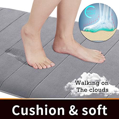 Yimobra Memory Foam Bath Mat Rug 24x17 Inches Grey