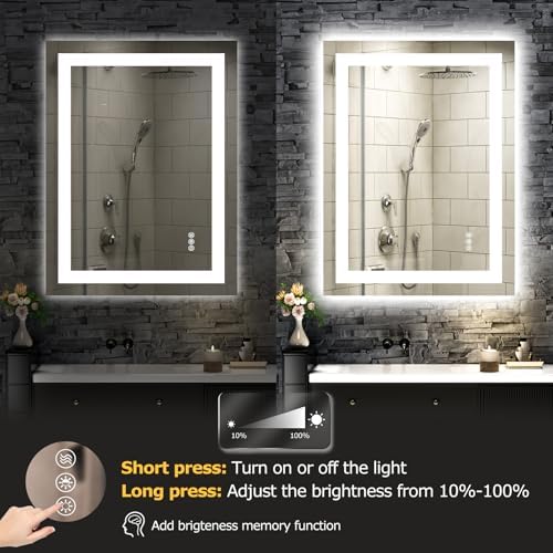 LED Bathroom Mirror with Lights 24x32 Dimmable Smart Mirror