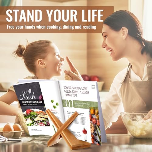 Wooden Cookbook Stand with Adjustable Angle