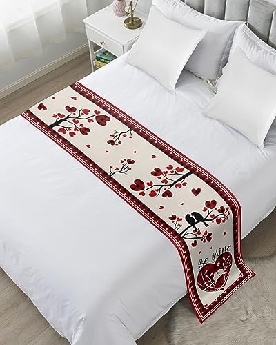 Valentines Love Heart Bed Runner for Twin Size Bed