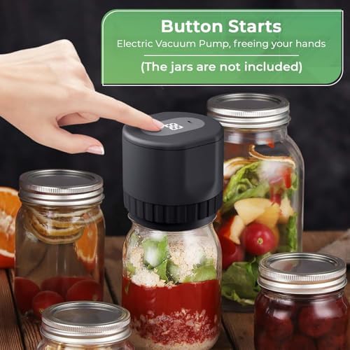 Cordless Electric Vacuum Sealer Kit for Mason Jars Black