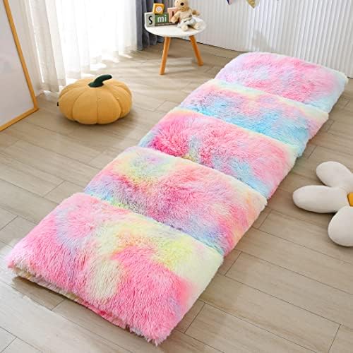 Mengersi Velvet Floor Pillows Faux Fur Tie Dye Cover