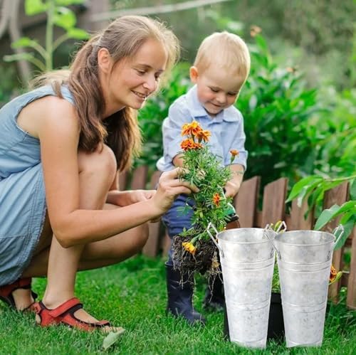8pcs 10inch Galvanized Flower Bucket Set