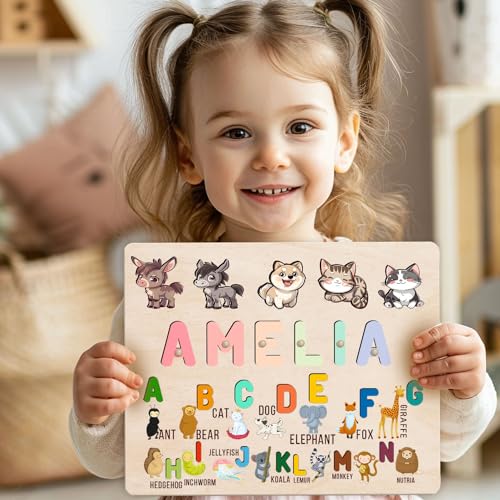 Personalized Wooden Baby Name Puzzle for Toddlers