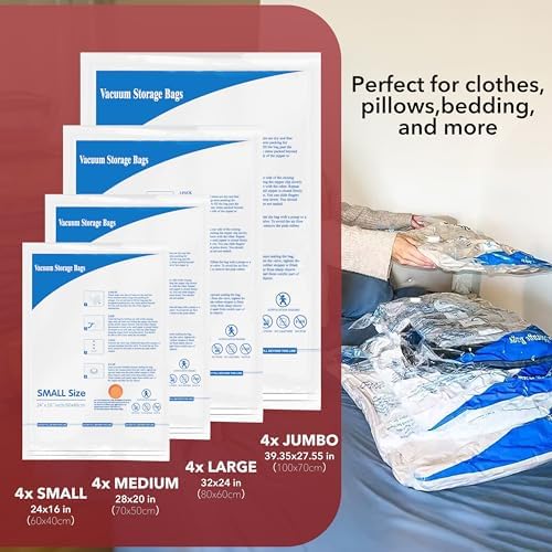 MEIQIHOME 16-Piece Vacuum Storage Bags with Electric Air Pump