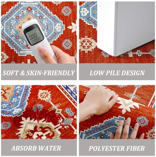 Soft Anti Fatigue Kitchen Rug with Distressed Floral Design