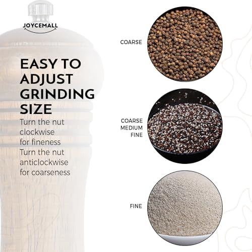 10 Inch Wood Salt and Pepper Grinder Set with 6 Pieces