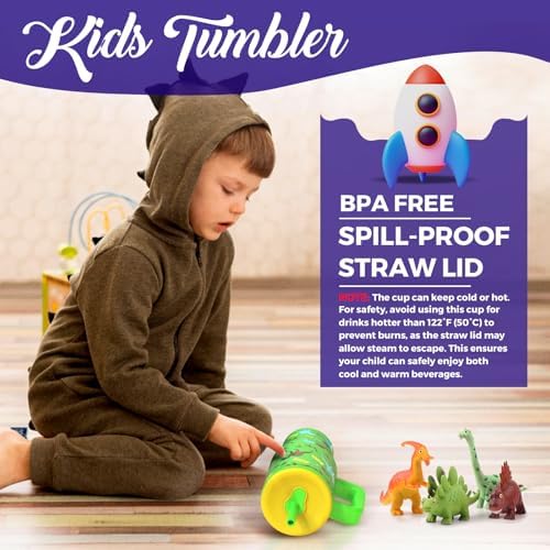Luxgola Kids 24 oz Tumbler with Handle and Leak Proof Lid
